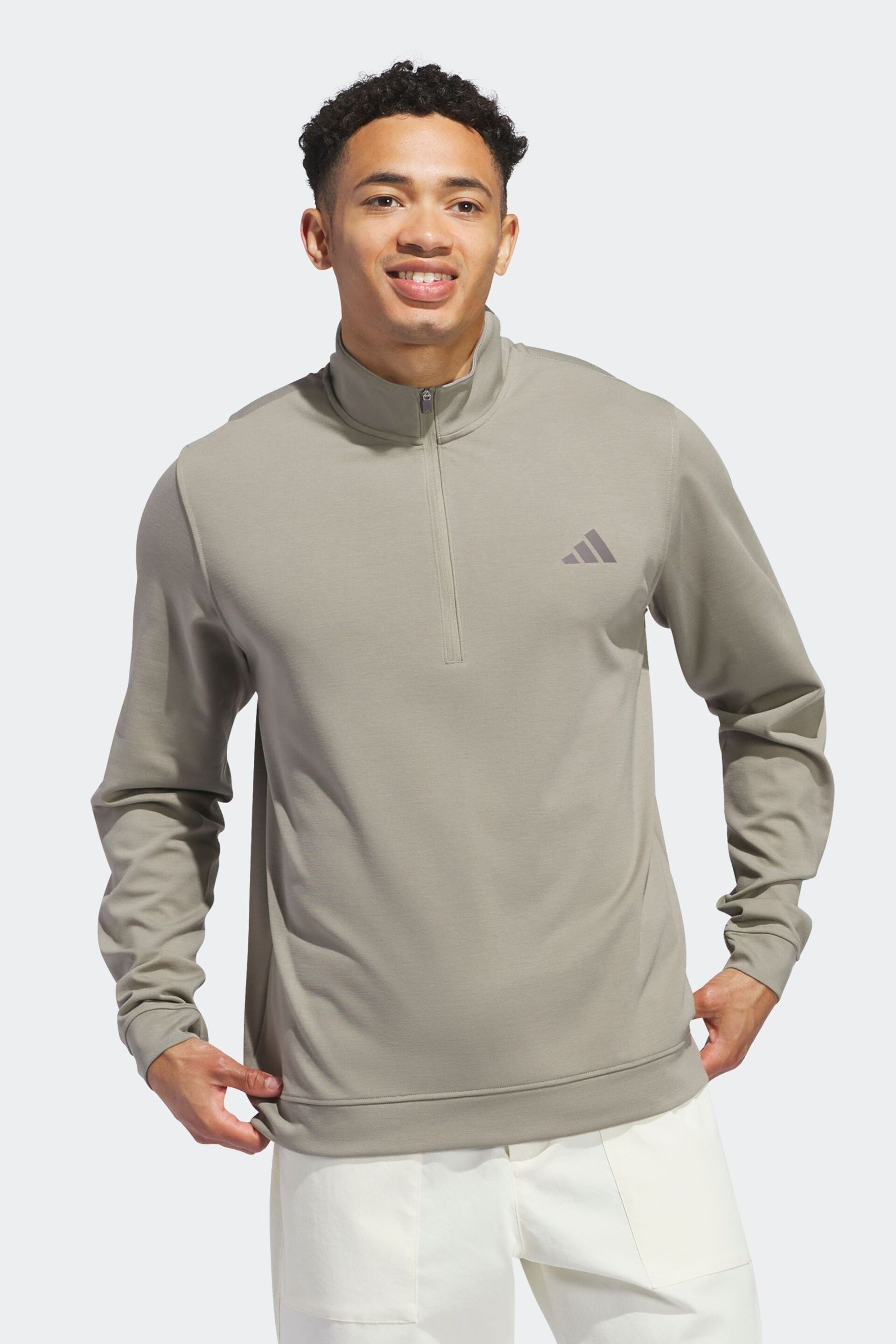 adidas Golf Elevated 1/4-Zip Black Sweatshirt - Image 1 of 7