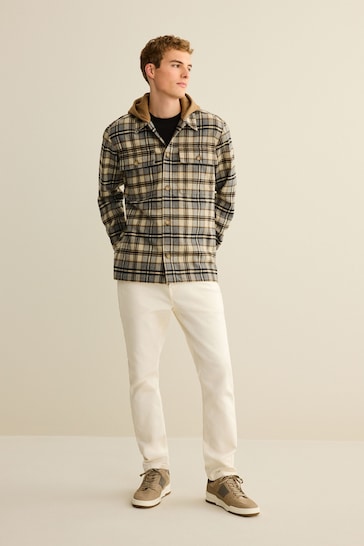 Neutral Check Hooded Shacket