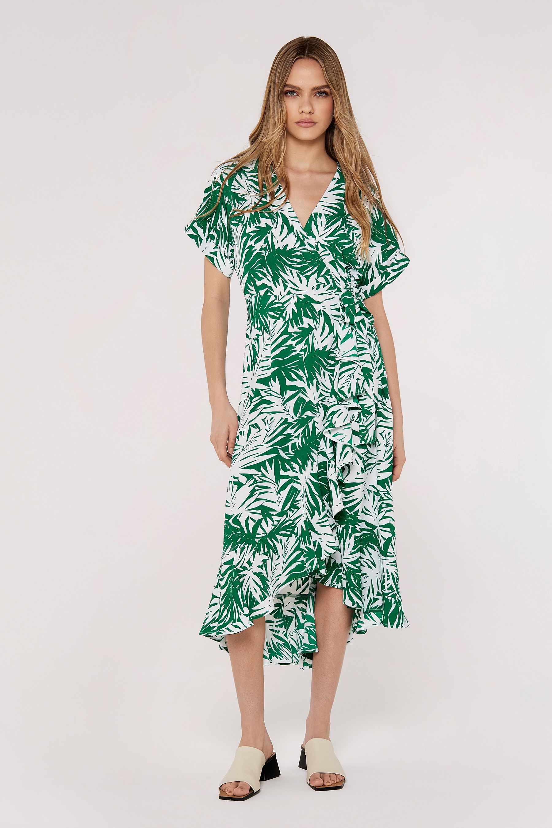 Green palm leaf dress best sale