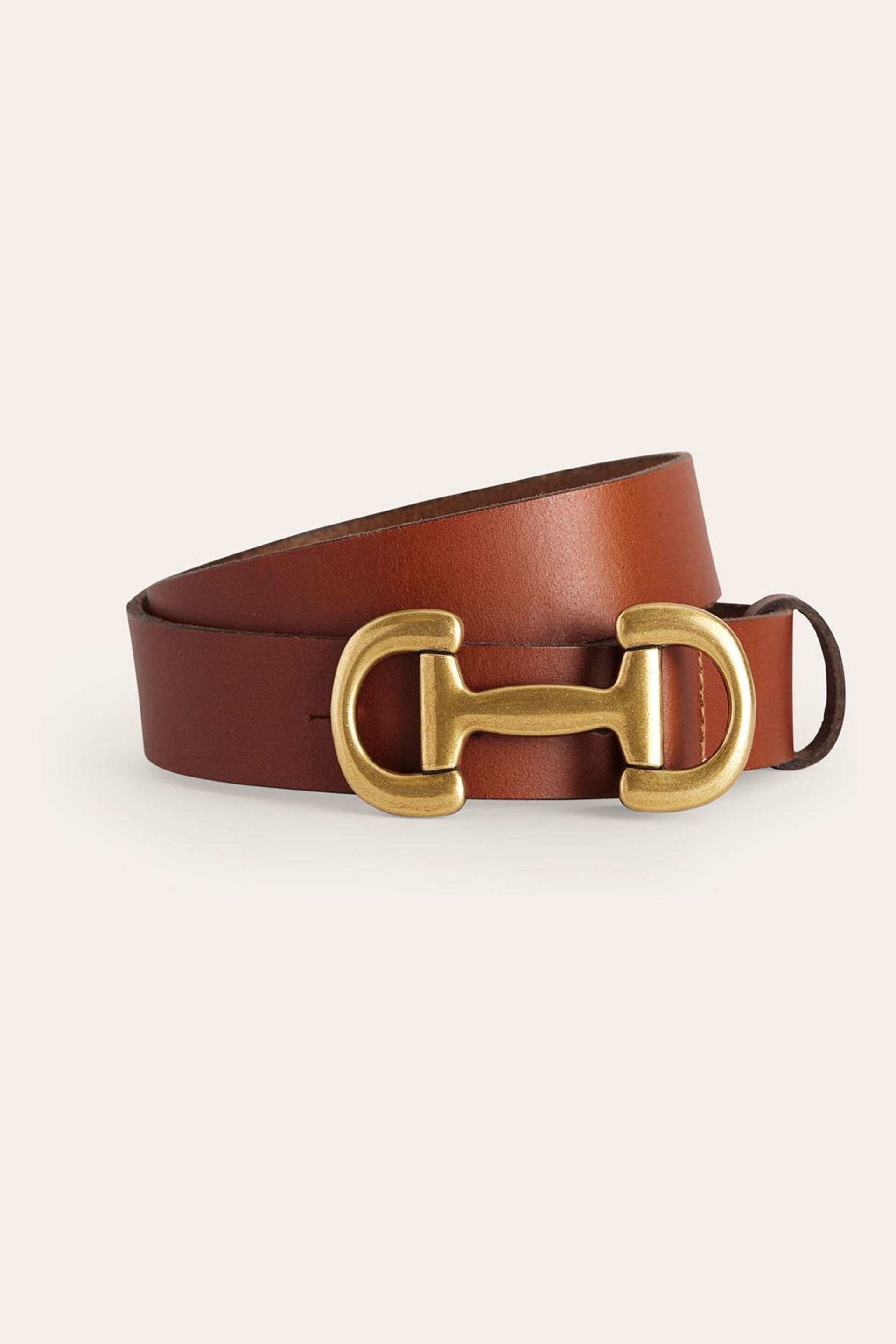 Boden Brown Iris Snaffle-Trim Leather Belt - Image 1 of 3