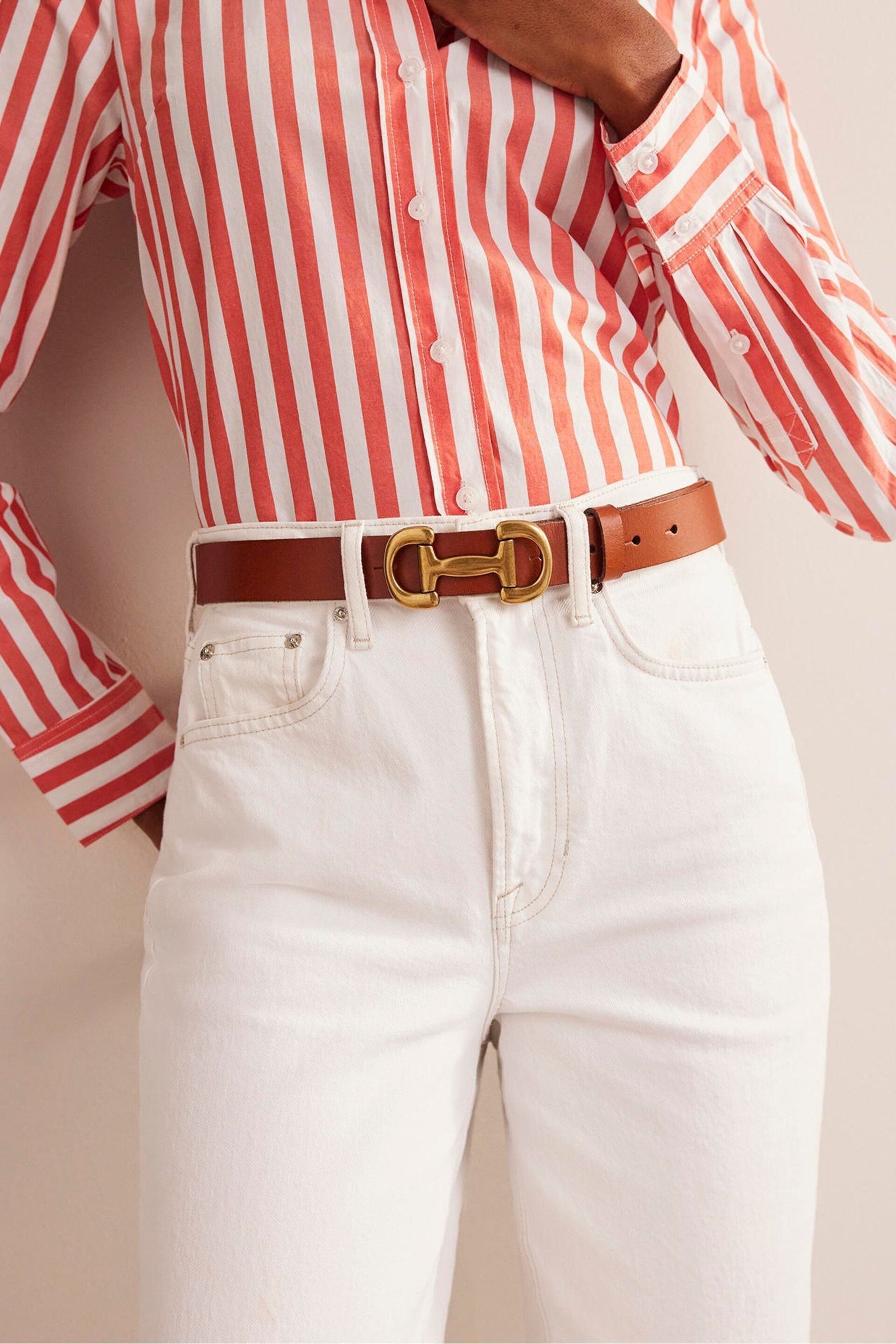 Boden Brown Iris Snaffle-Trim Leather Belt - Image 3 of 3