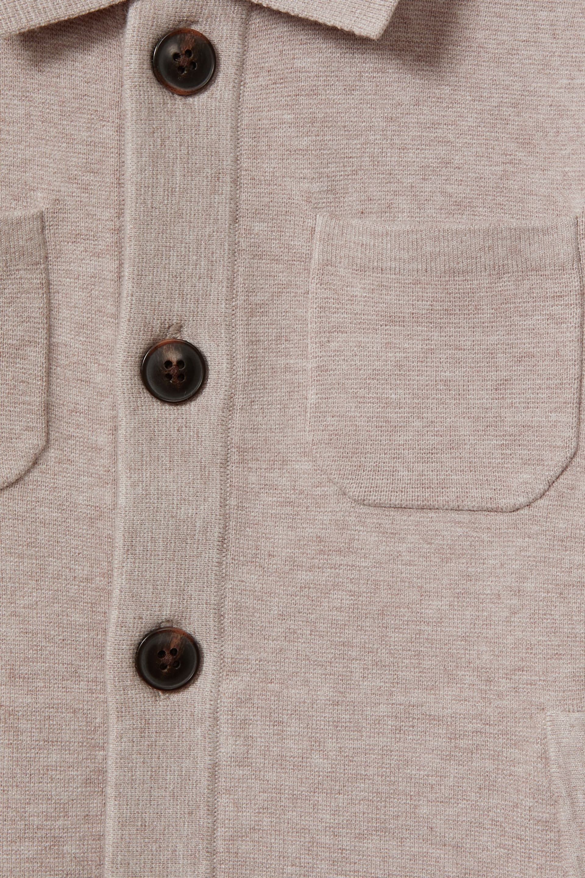 Reiss Oatmeal Melange Forester Senior Long Sleeve Button Through Shirt - Image 6 of 6