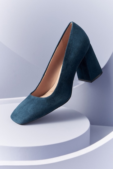 Navy Forever Comfort® With Motionflex Square Toe Block Heel Shoes