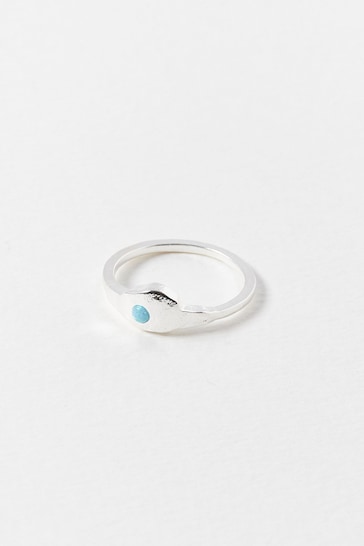 Oliver Bonas Blue Odoti Molten Forms Opalite Silver Tone Delicate Ring