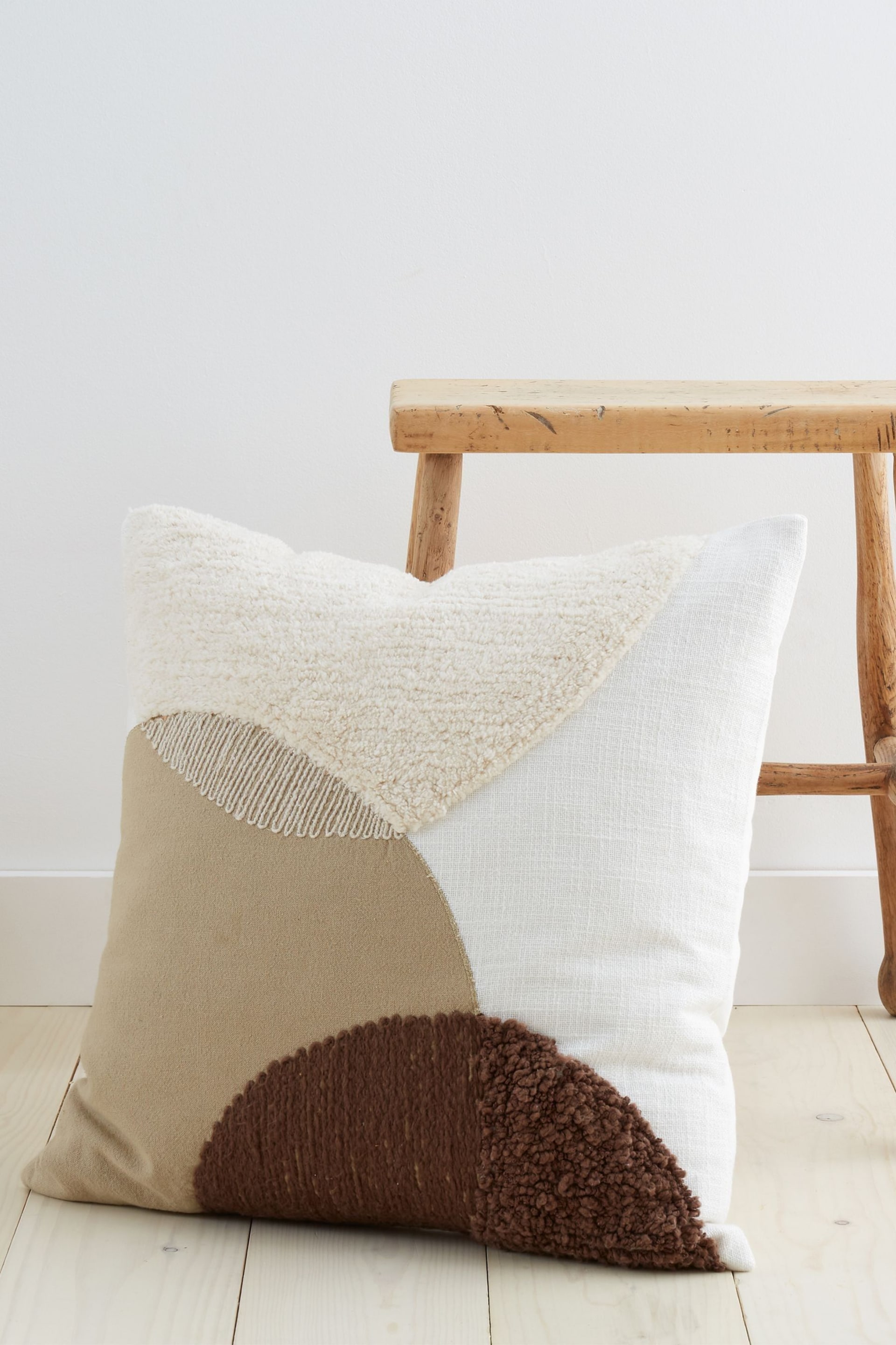 Natural Tufted Stripes Cotton Cushion - Image 1 of 5