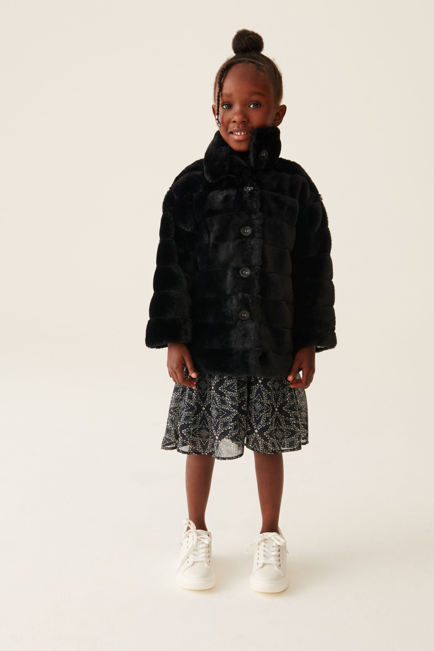 Girls fur sales coat black