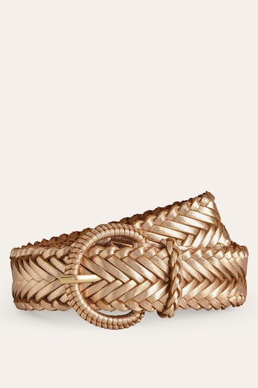 Boden Gold Woven Leather Belt