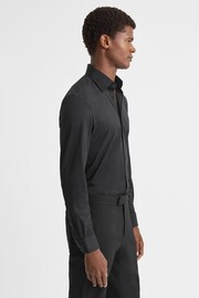 Reiss Black Voyager Slim Fit Button-Through Travel Shirt - Image 3 of 7