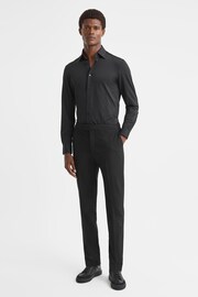 Reiss Black Voyager Slim Fit Button-Through Travel Shirt - Image 4 of 7