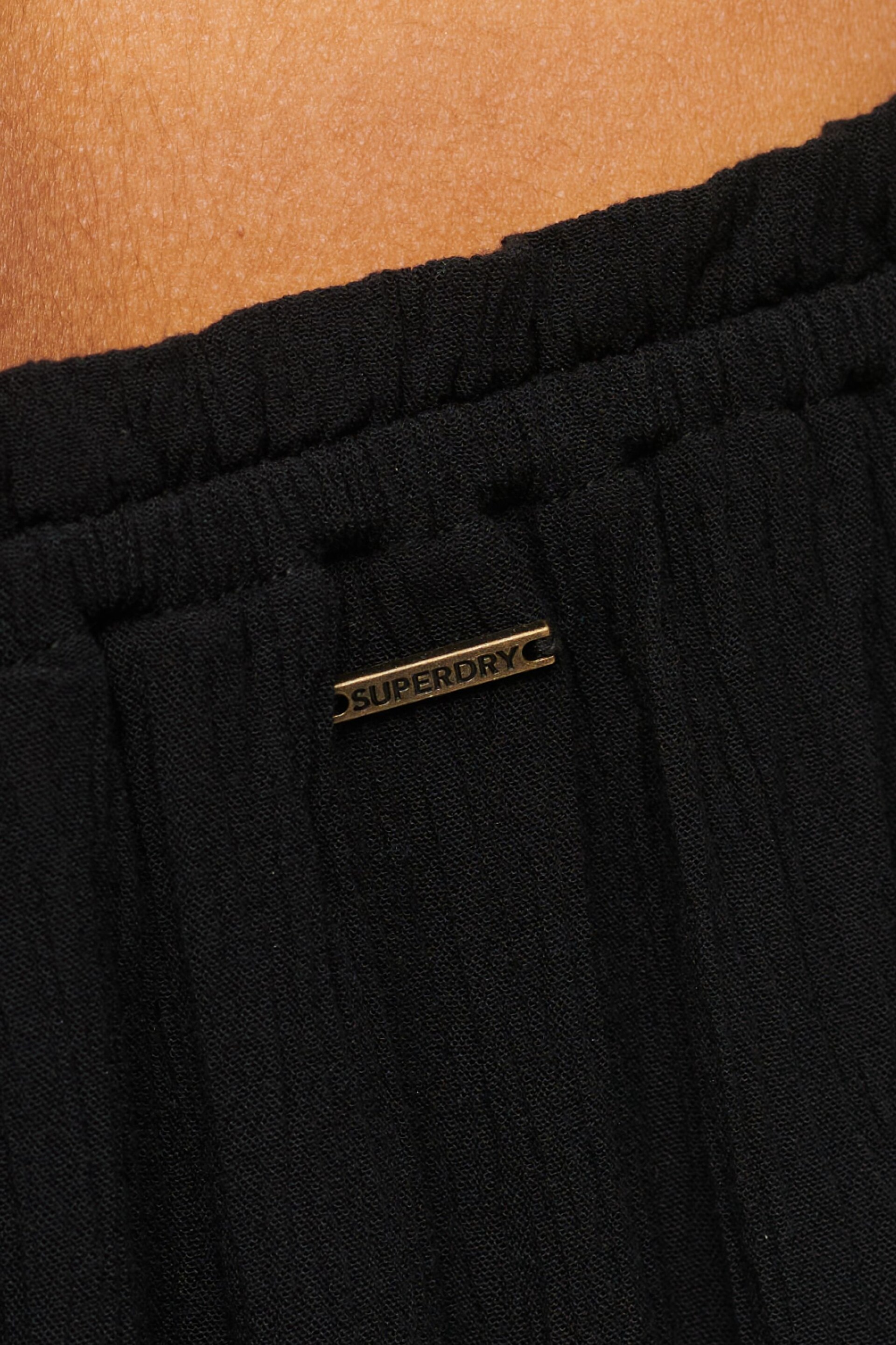 Superdry Black Smocked Short Sleeve Crop Top - Image 3 of 3