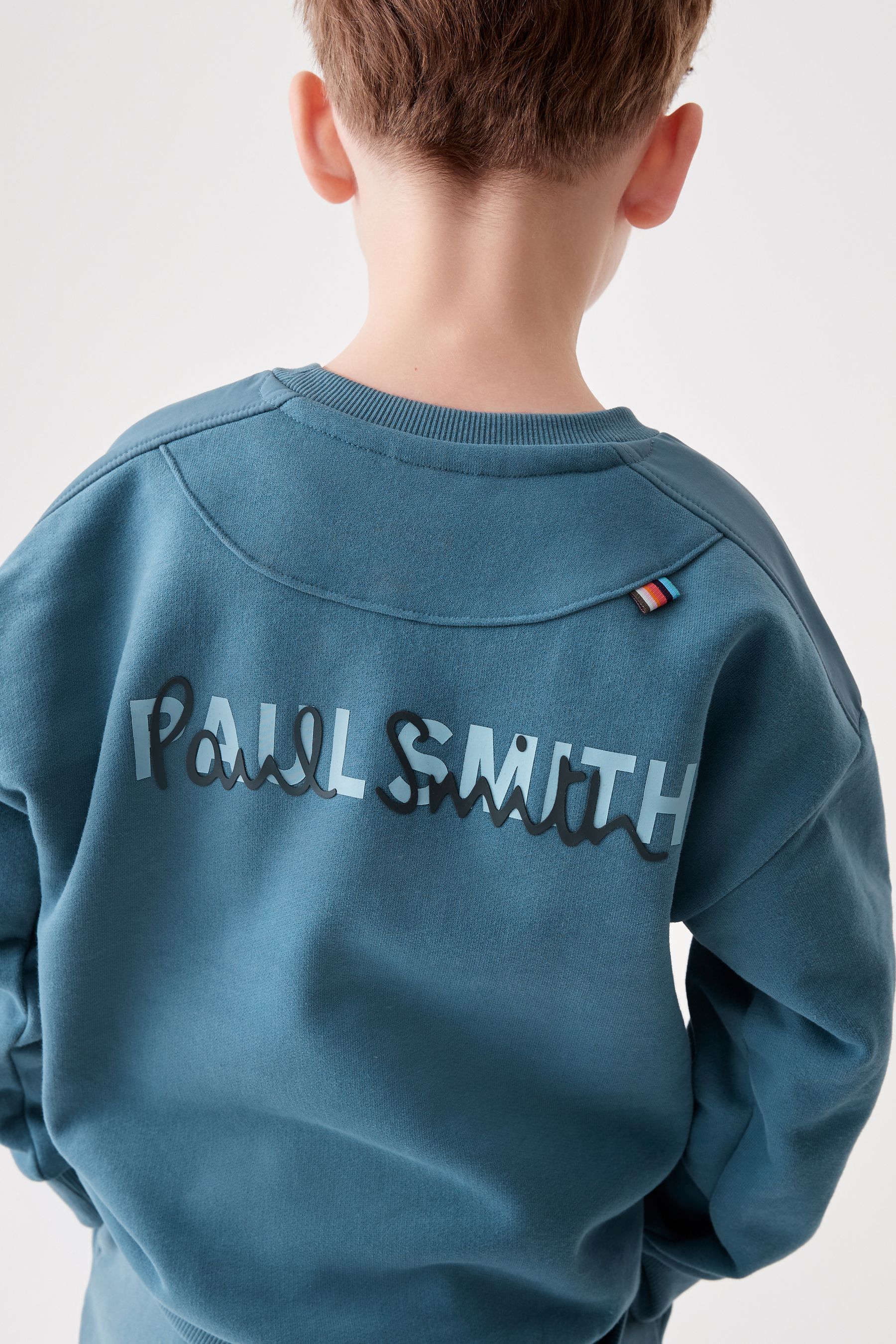 Buy Paul Smith Junior Boys Mid Blue 100 Cotton Panel Crew Neck Sweatshirt from Next Luxembourg