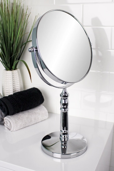 Showerdrape Chrome Vanity Mirror Round 5x Magnification Reversable Rho