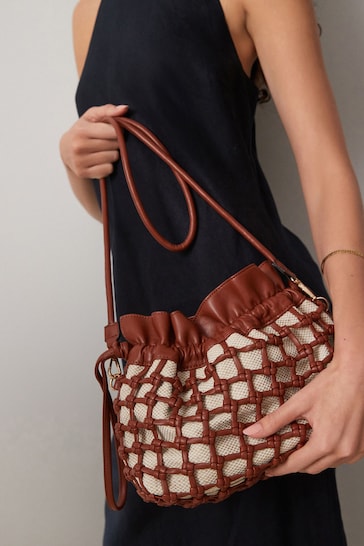 Tan Brown Knot Detail Clutch Bag