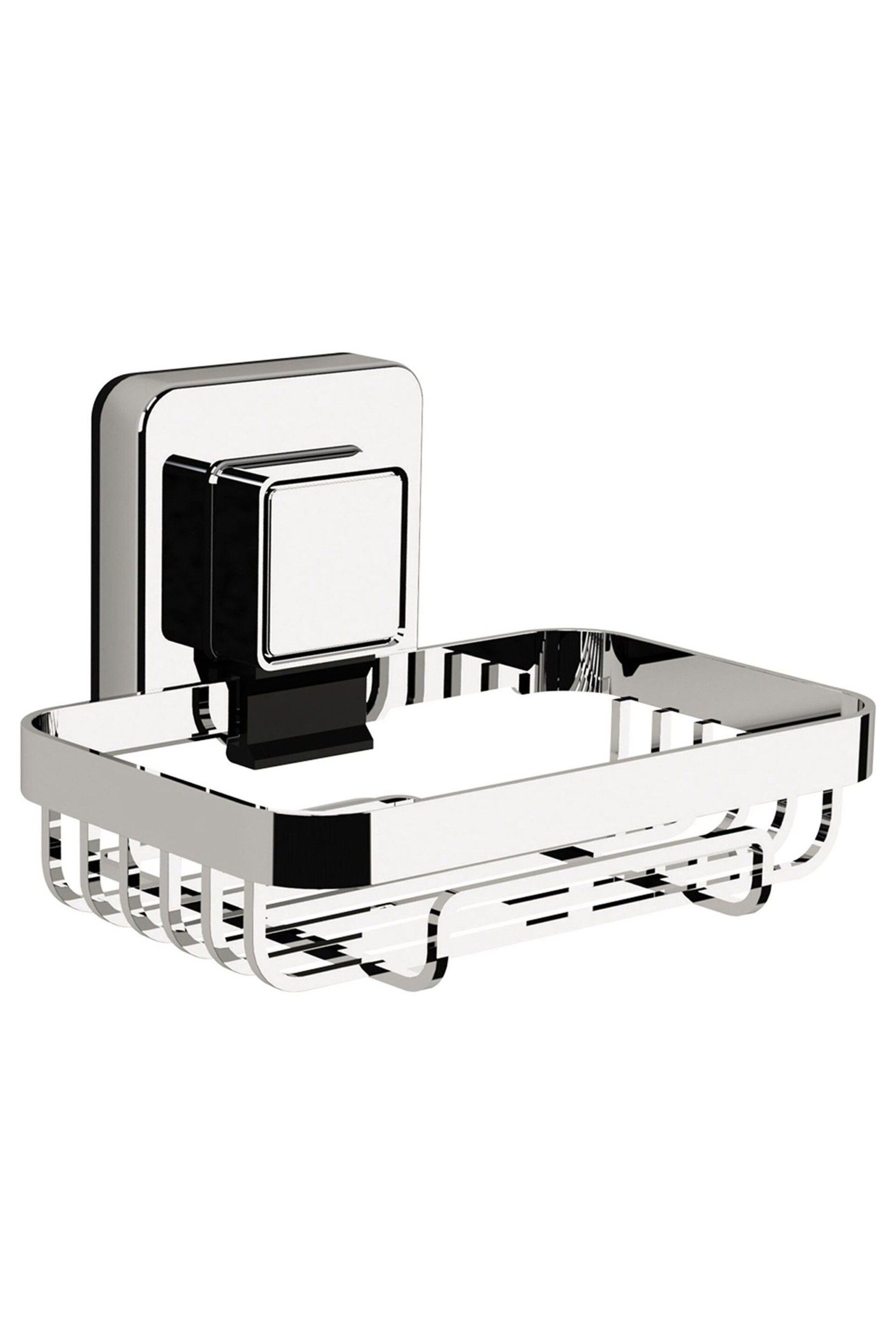 Showerdrape Chrome Suction Wall Mounted Soap Basket Pushloc - Image 2 of 4