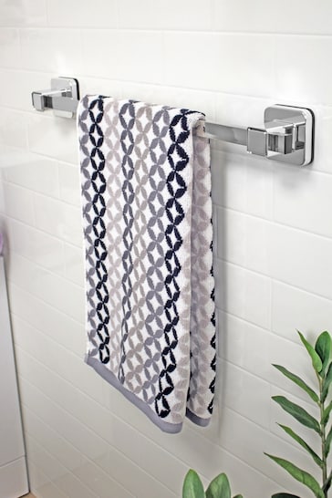 Showerdrape Chrome Suction Wall Mounted Towel Rail Pushloc