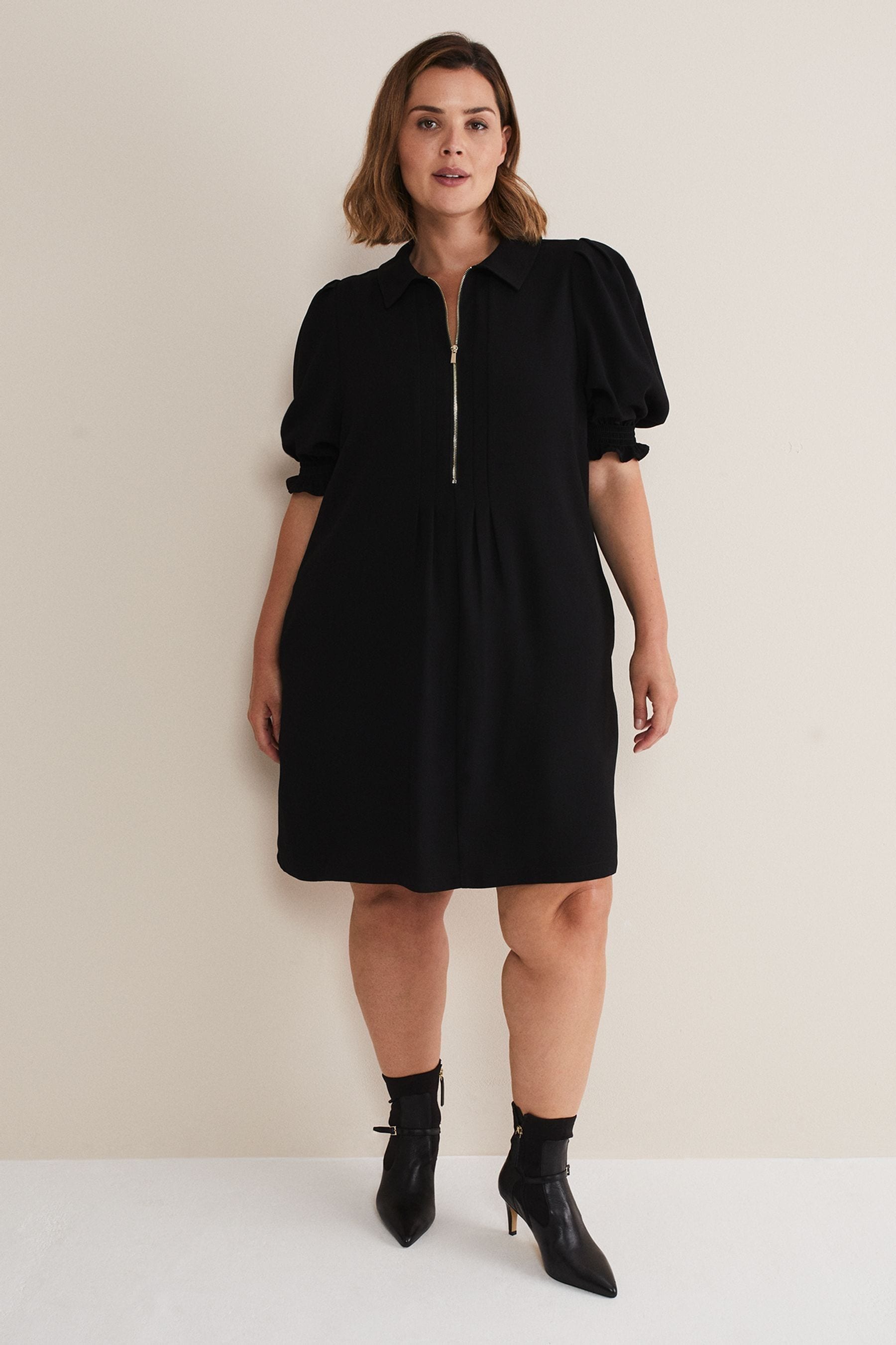 Phase Eight Candice Zip Black Mini Dress