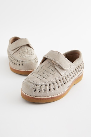 Stone Neutral Woven Loafers