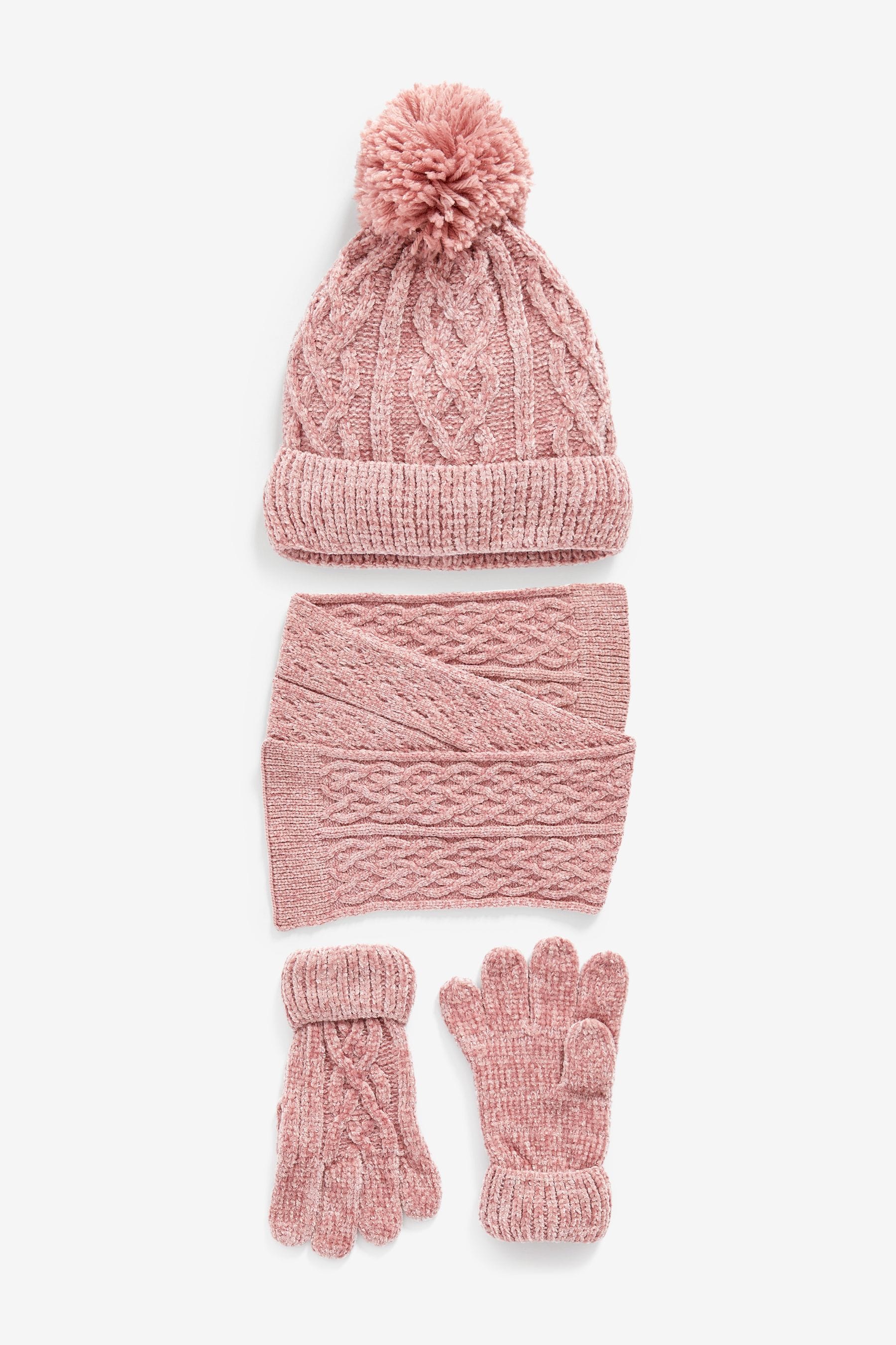 Buy Chenille Pink Hats and Scarf Set 3 16yrs from the Next UK