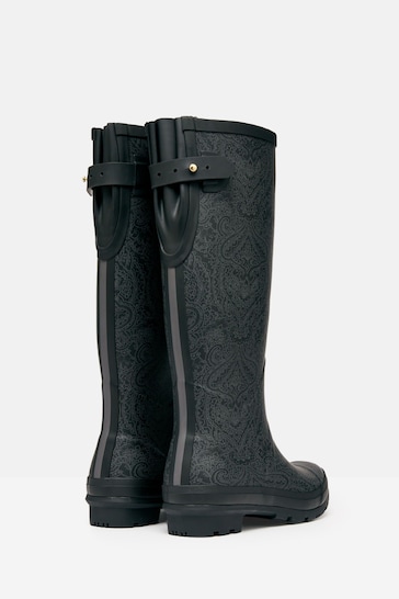 Joules Black Paisley Adjustable Tall Wellies