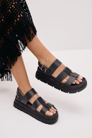Black Regular/Wide Fit Gladiator Chunky Platform Sandals - Image 1 of 9
