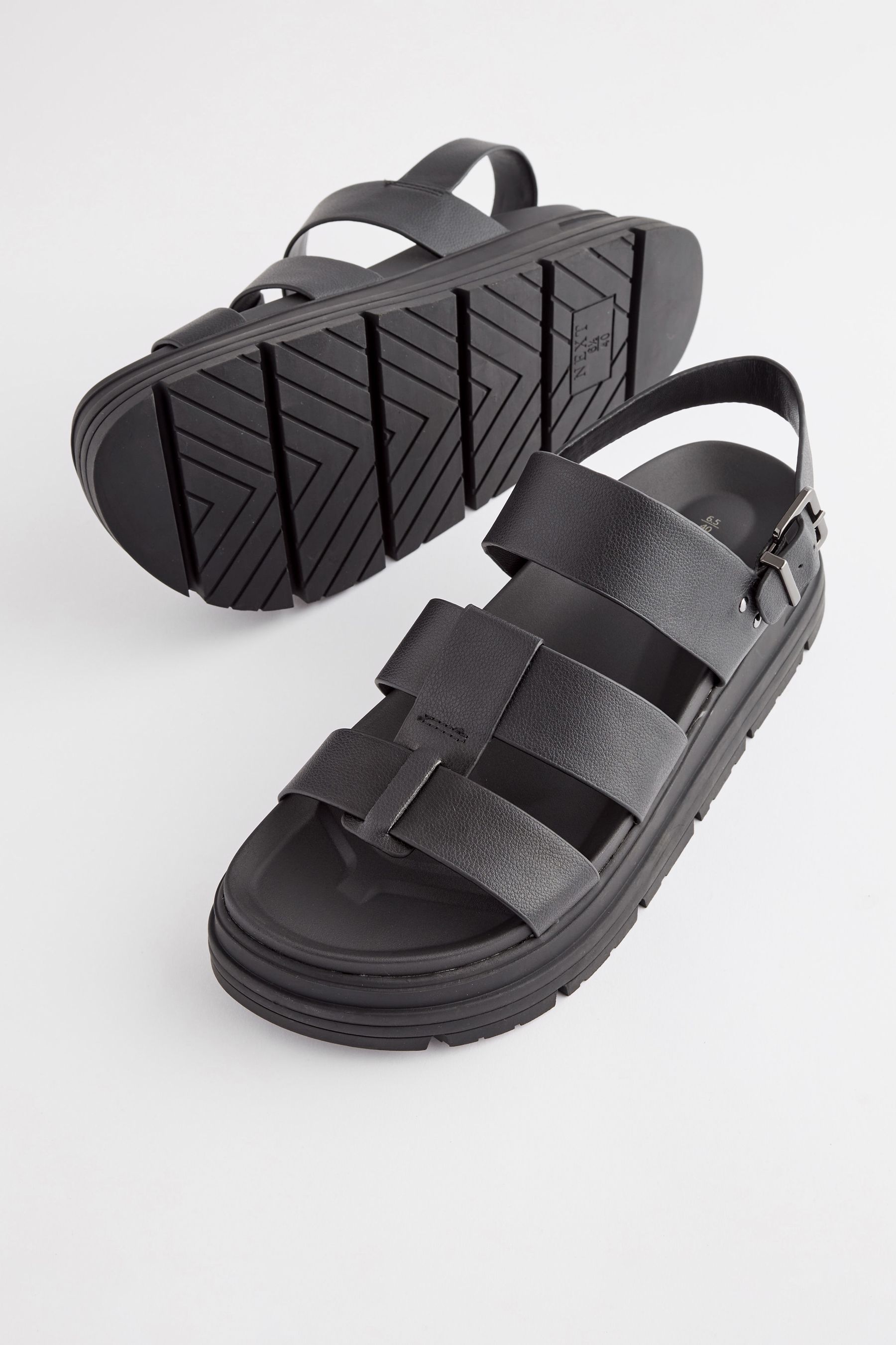 Black Gladiator Chunky Platform Sandals