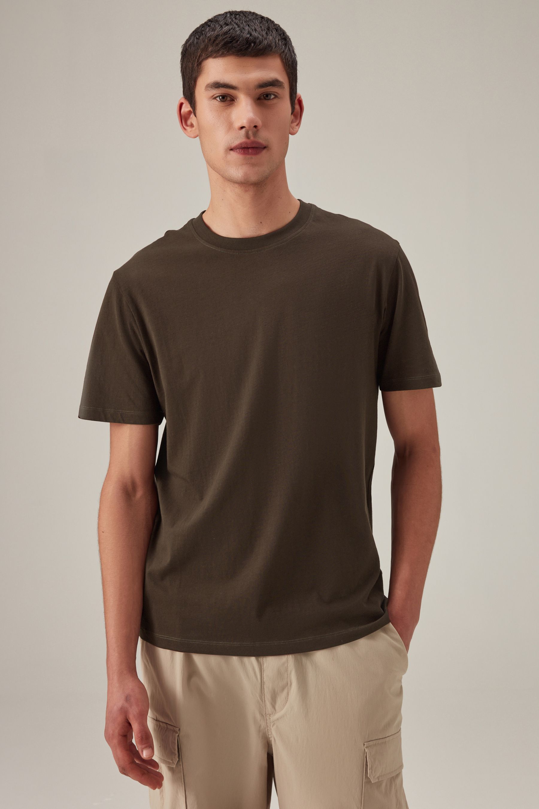 Brown Dark Chocolate Regular Fit 100 Cotton Essential Regular Crew Neck T Shirt