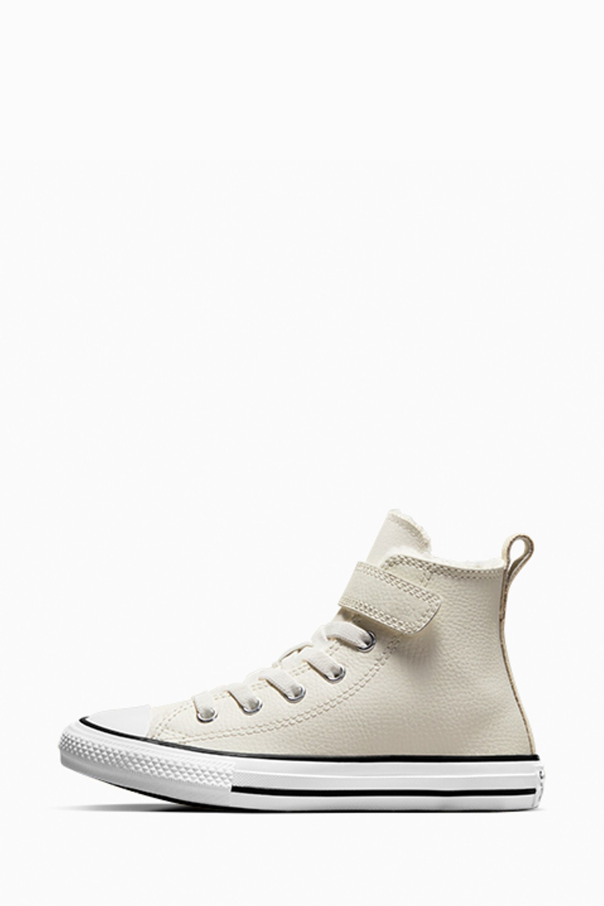 Converse White Easy On Leather Fleece Lined Junior Trainers - Image 2 of 9