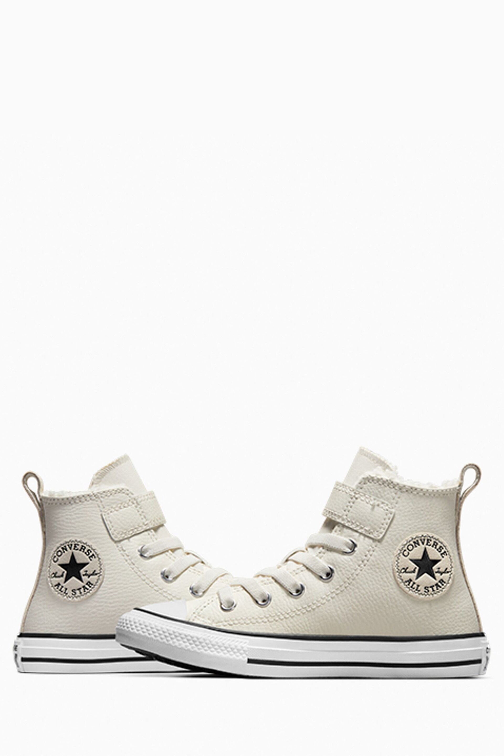 Converse White Easy On Leather Fleece Lined Junior Trainers - Image 5 of 9