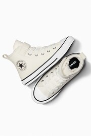 Converse White Easy On Leather Fleece Lined Junior Trainers - Image 6 of 9