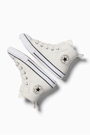 Converse White Easy On Leather Fleece Lined Junior Trainers - Image 7 of 9