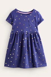 Boden Blue Short-Sleeved Fun Jersey Dress - Image 1 of 3
