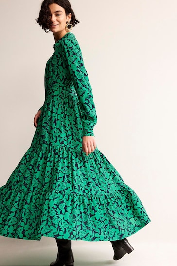 Boden Green crome Flo Midi Shirt Dress