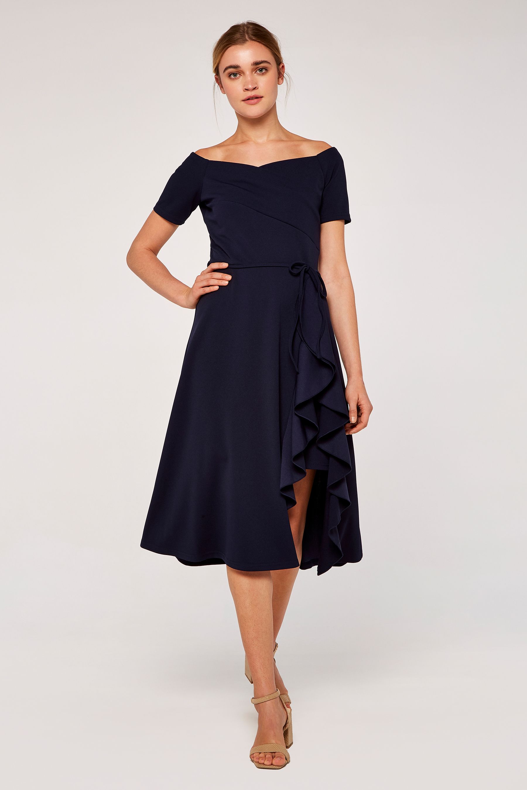 Apricot bardot dress new arrivals