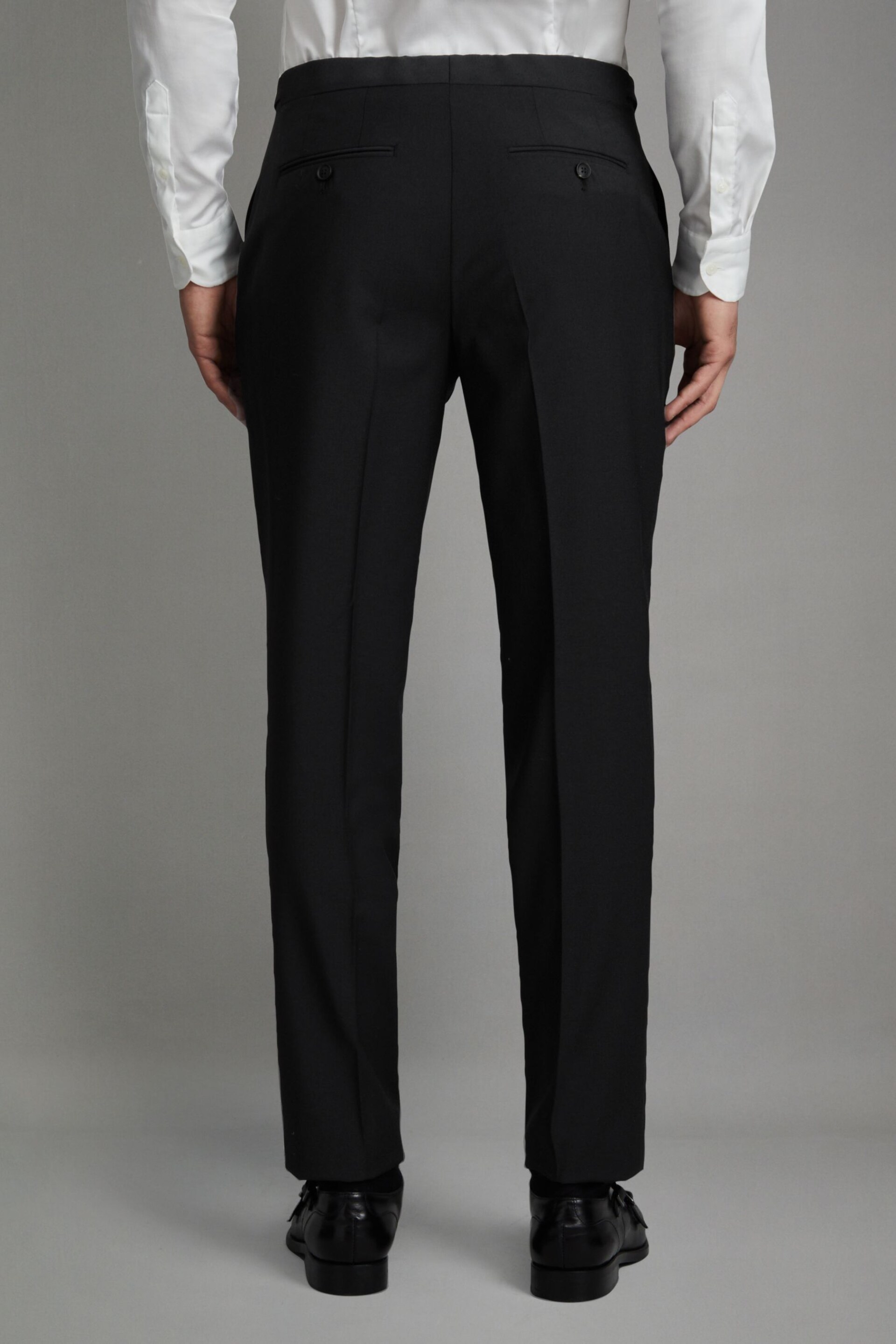 Reiss Black Hope Modern Fit Wool Blend Trousers - Image 5 of 6