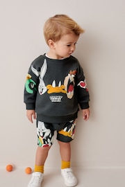 Charcoal Grey Looney Tunes Crew Sweatshirt and Shorts Set (3mths-8yrs) - Image 1 of 7