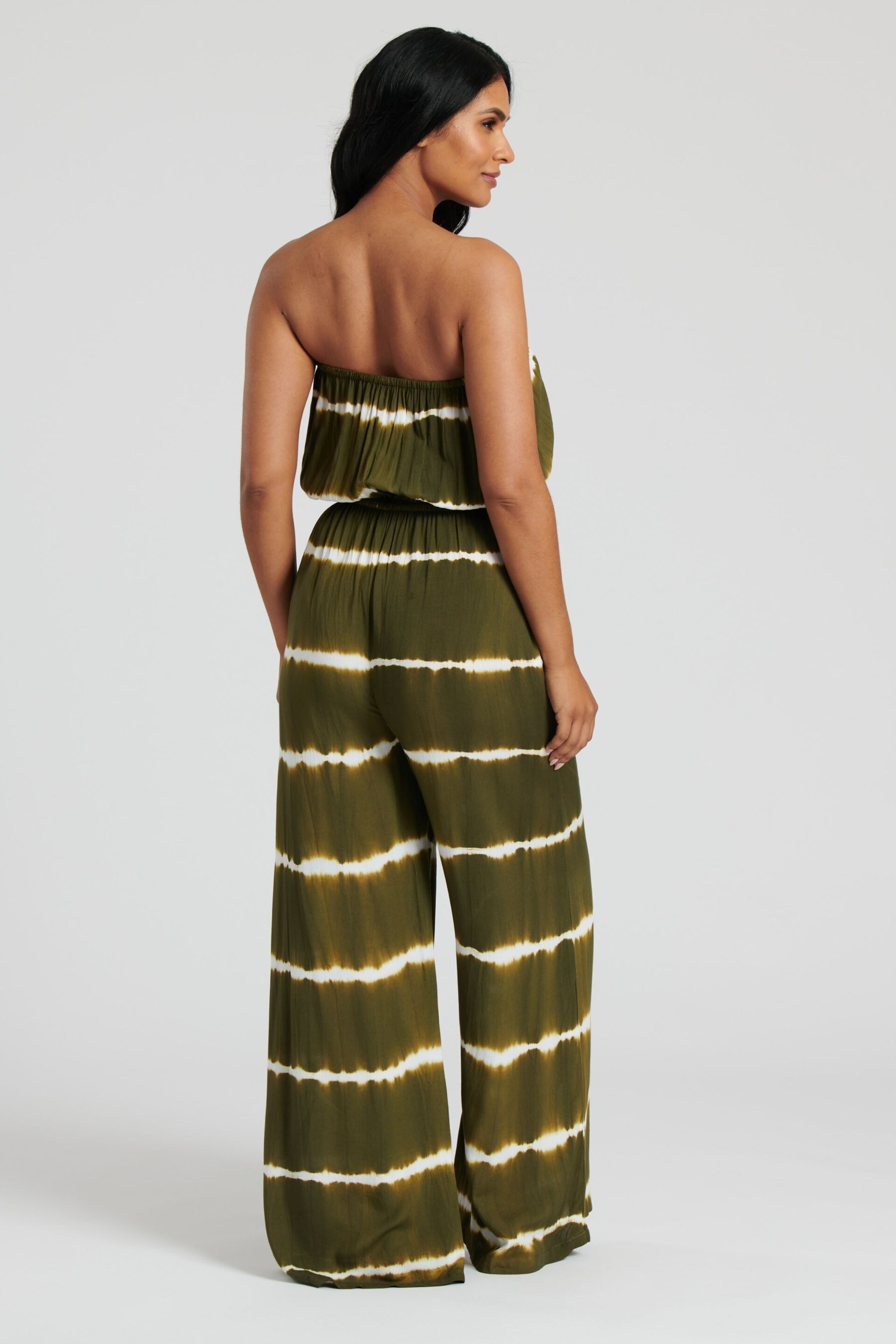 South Beach Green Tie Dye Strapless Jumpsuit - Image 2 of 5