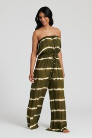 South Beach Green Tie Dye Strapless Jumpsuit - Image 4 of 5