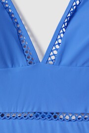 Reiss Light Blue Rita Lattice Halter Neck Swimsuit - Image 6 of 6