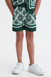 Reiss Green Multi Jack Senior Knitted Elasticated Waistband Shorts - Image 1 of 6