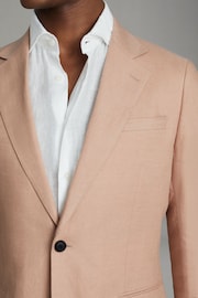 Reiss Pink Kin Slim Fit Single Breasted Linen Blazer - Image 4 of 7
