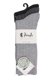 Pringle Grey Classic Bamboo Rib Socks 3 Pack - Image 7 of 7