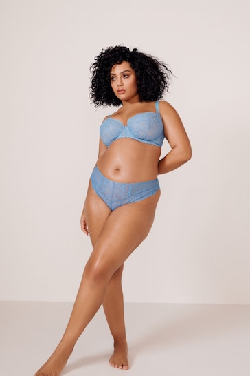 Blue Ultimate Support F-K Cup Non Pad Wired Lace Bra