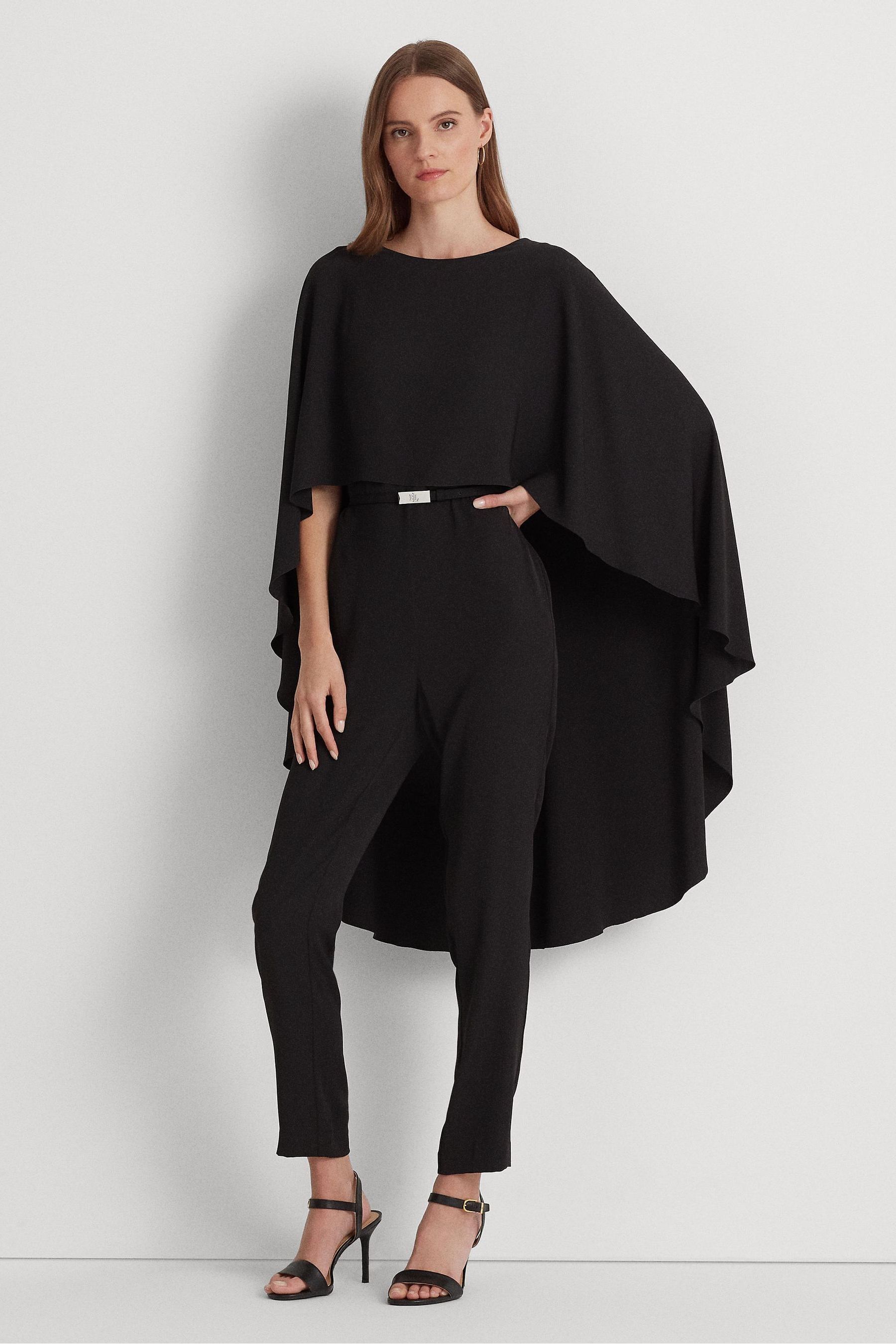 Buy Lauren Ralph Lauren Okliony Belted Cape Georgette Black Jumpsuit from Next Luxembourg