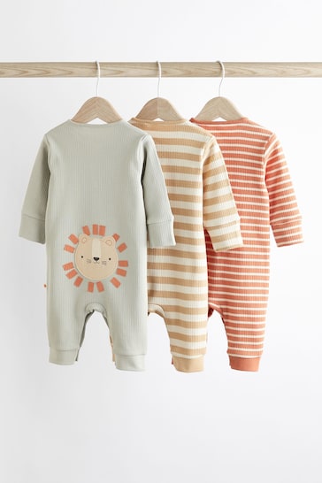 Neutral Lion Footless Baby Sleepsuit 3 Pack (0mths-3yrs)