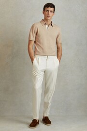 Reiss Camel Finch Cotton Blend Contrast Polo Shirt - Image 3 of 5