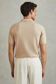 Reiss Camel Finch Cotton Blend Contrast Polo Shirt - Image 4 of 5