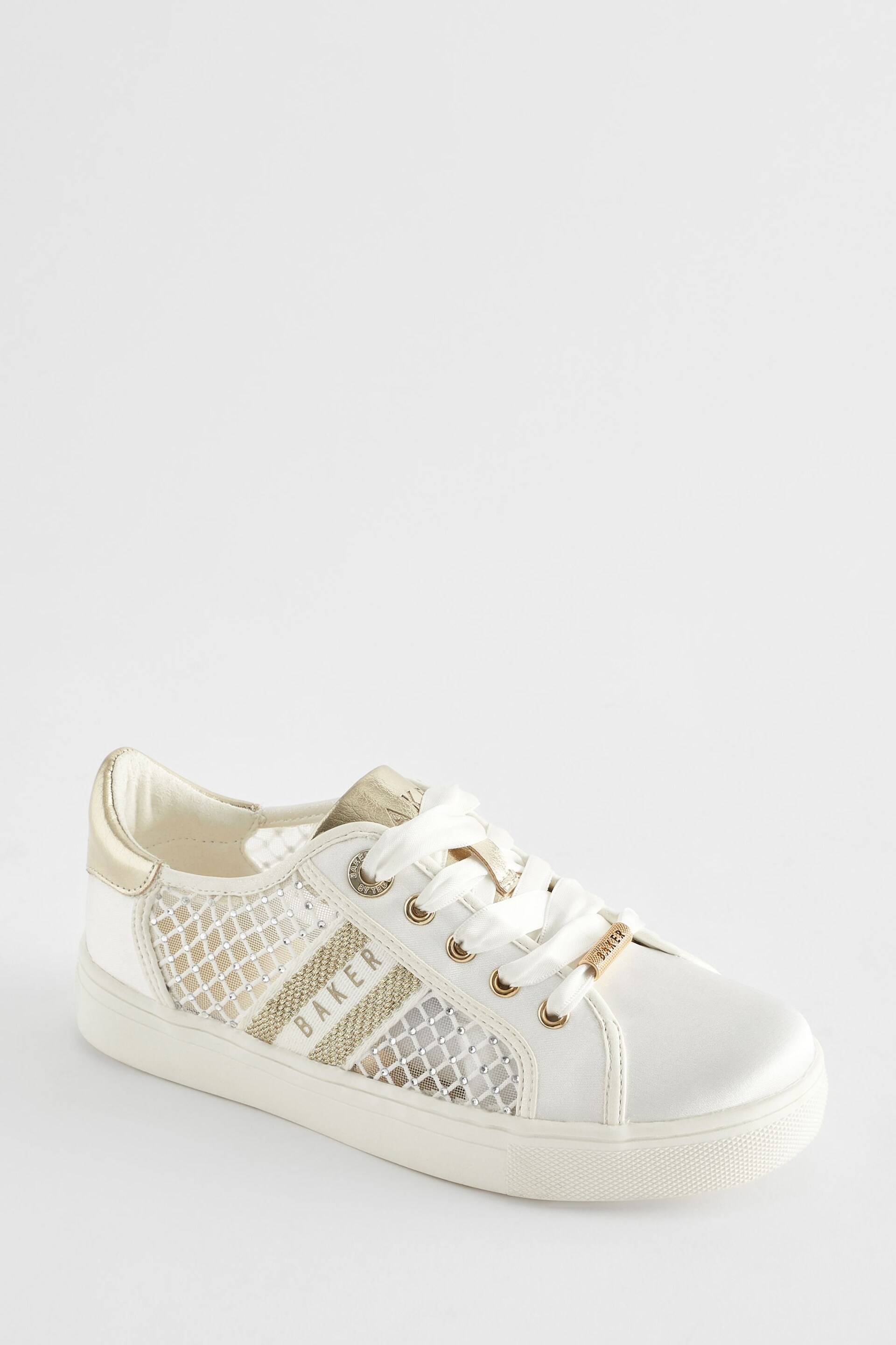 Baker by Ted Baker Girls Diamanté Lace Up Trainers - Image 1 of 7