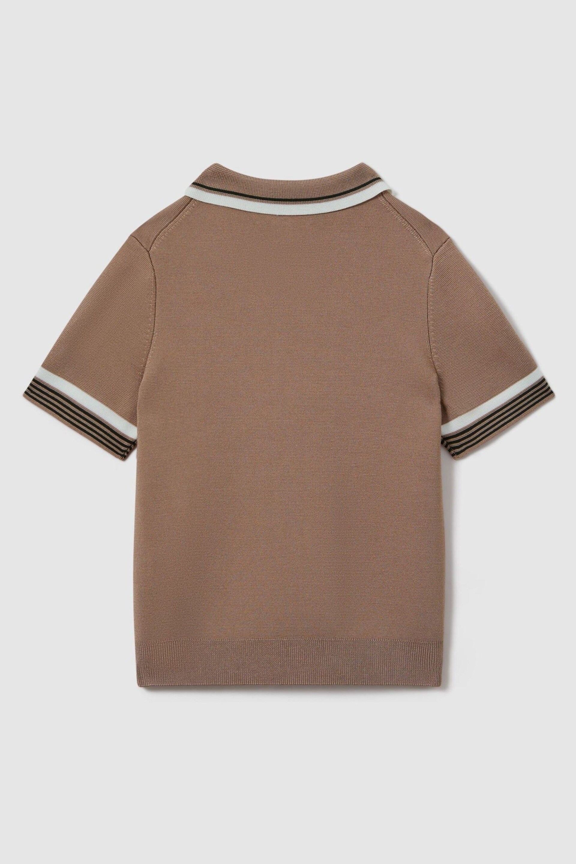 Reiss Warm Taupe Chelsea Junior Half-Zip Polo Shirt - Image 2 of 3