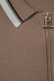 Reiss Warm Taupe Chelsea Junior Half-Zip Polo Shirt - Image 3 of 3