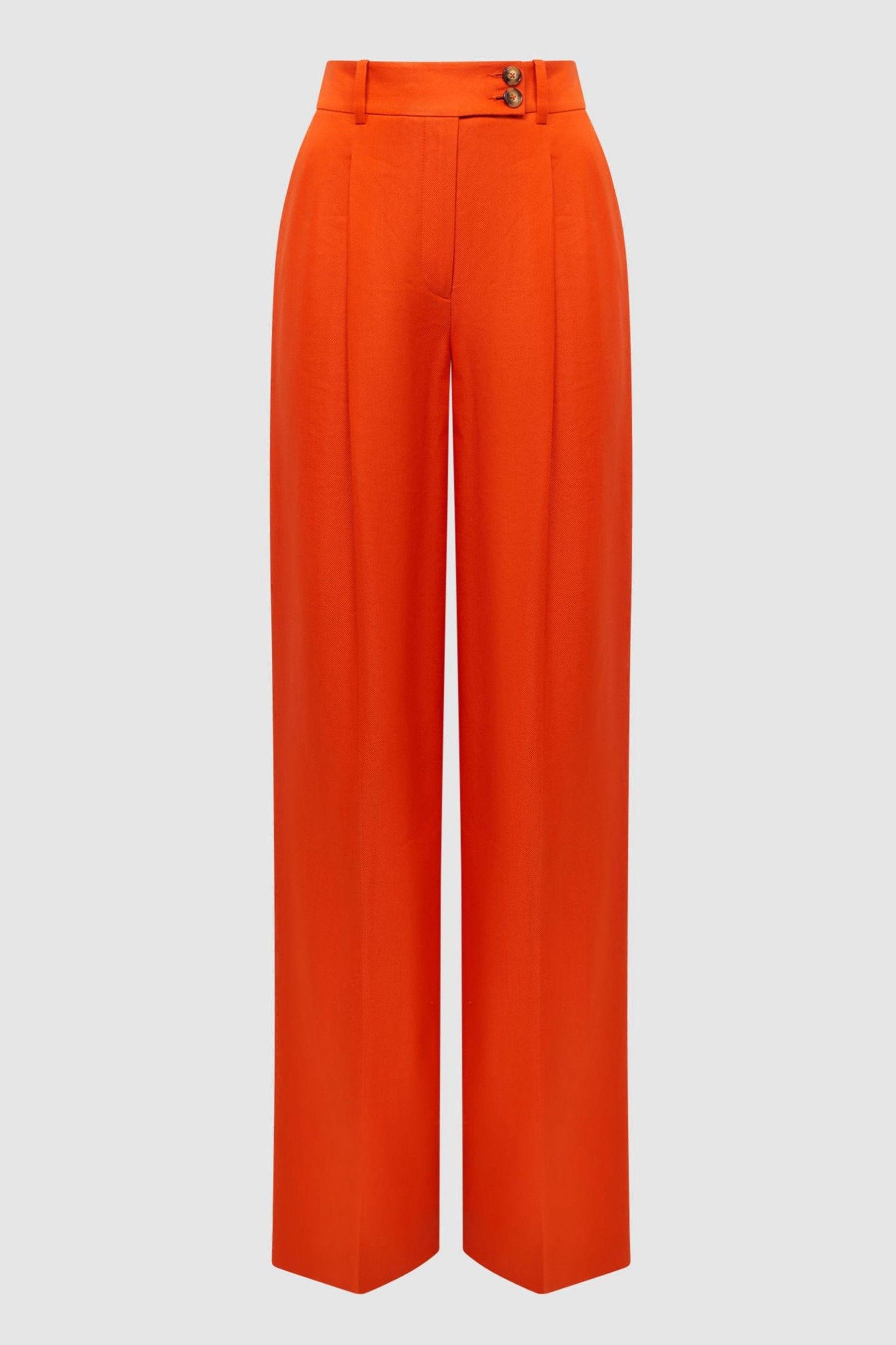 Reiss Orange Hollie Wide Leg Linen Trousers